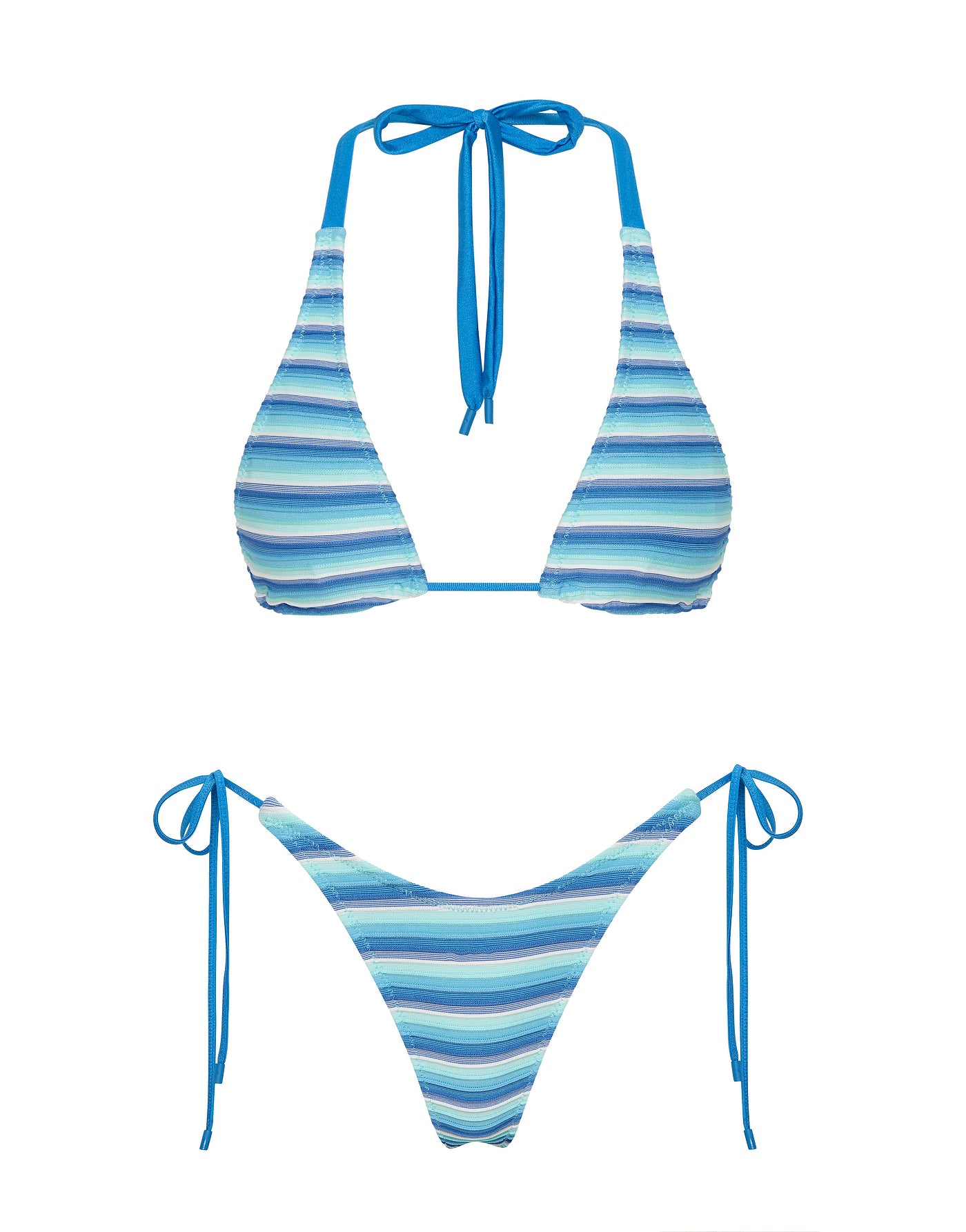 DARA - HORIZON BLUE Stripe Triangle Bikini Set