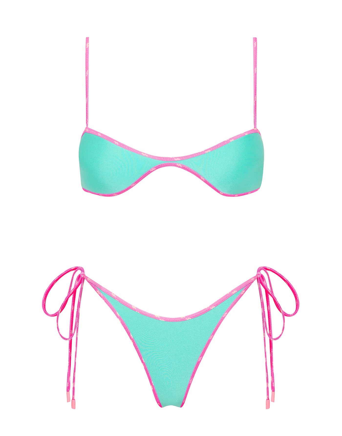 ESTE - TURQUOISE Neoprene Scoop Crop Bikini Set