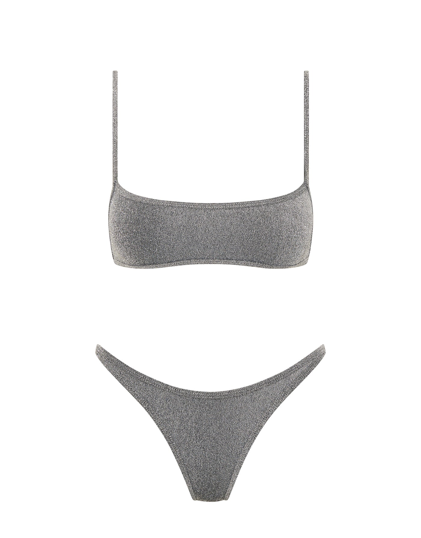 MIMA - SILVER SPARKLE Crop Bikini Set