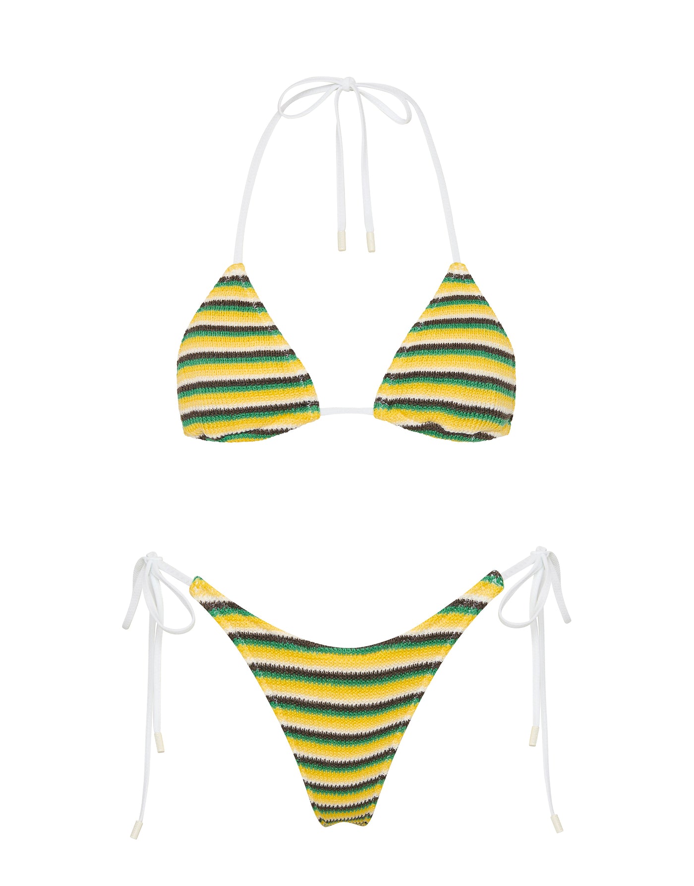 VINCA - LEMONADE Crochet Stripe Triangle Bikini Set