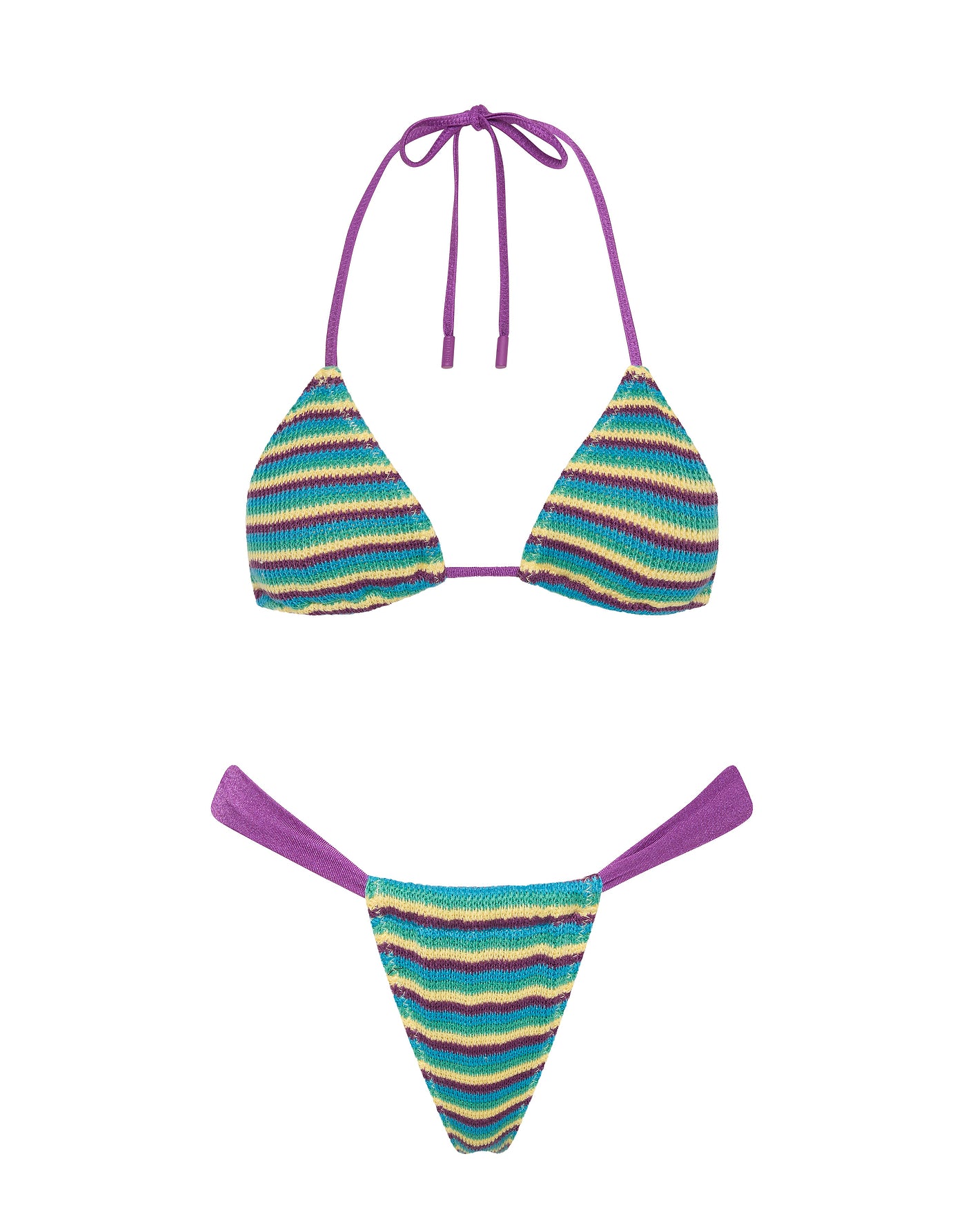 VINCA - ORCHID CROCHET STRIPE Triangle Bikini Set - Image 10