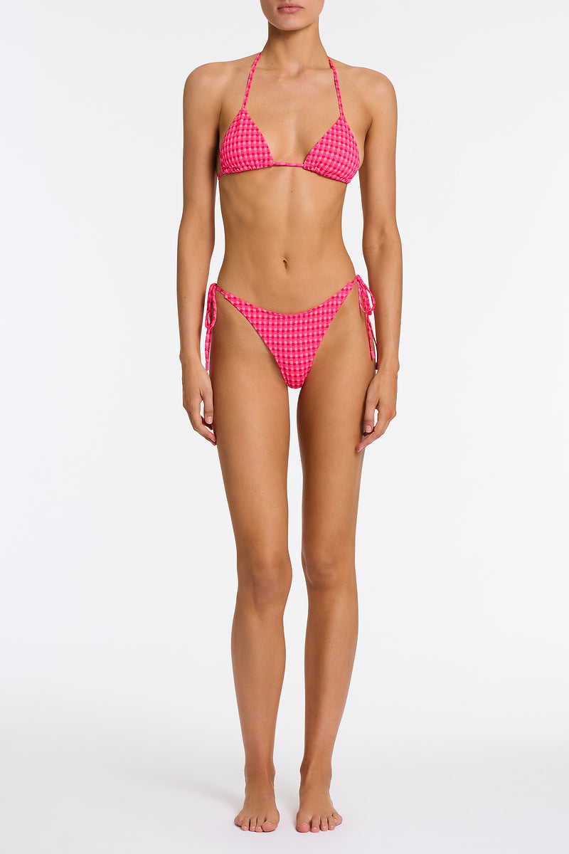 Alternative view of VINCA - ADAO Pink Textured Triangle Bikini Set