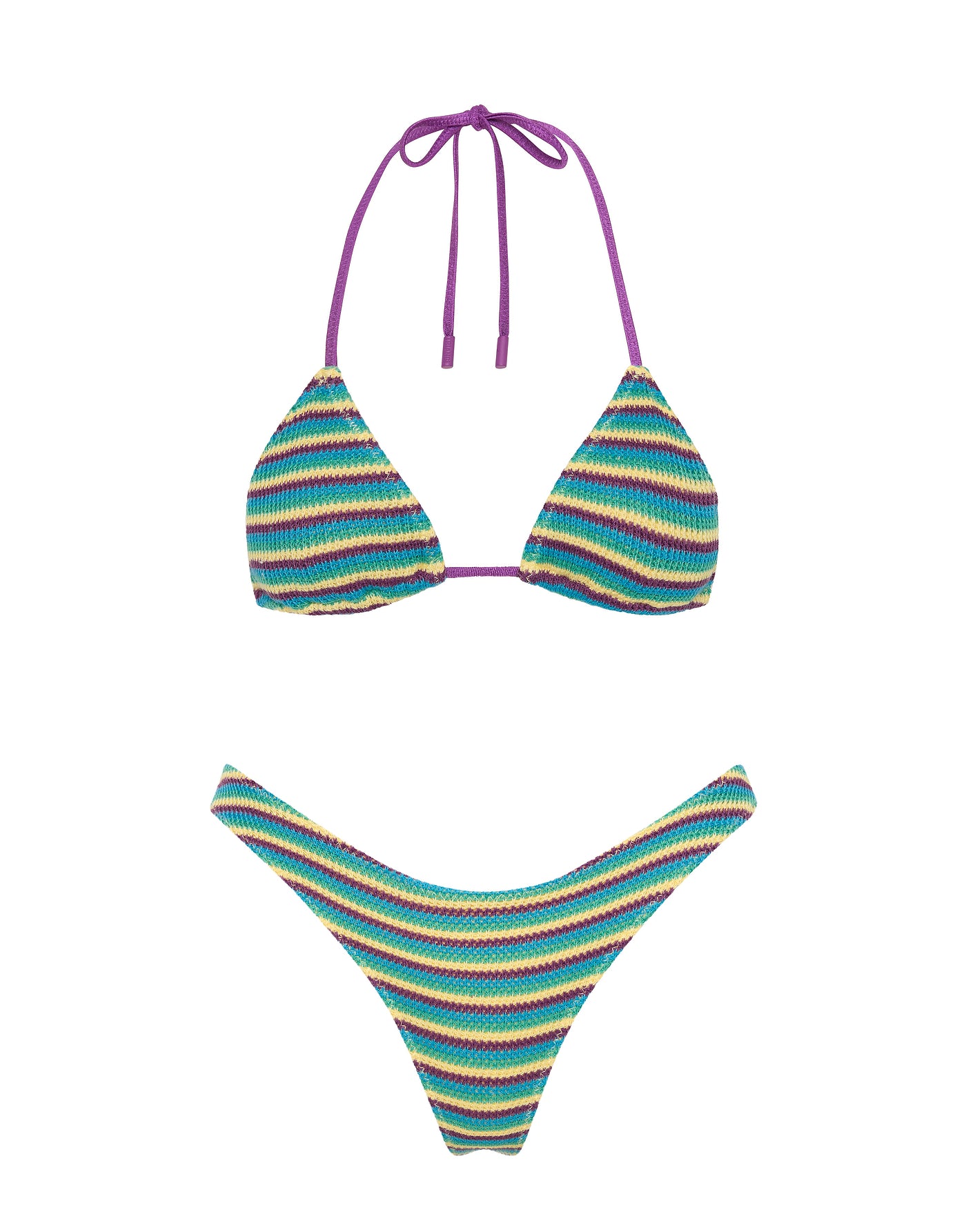 VINCA - ORCHID CROCHET STRIPE Triangle Bikini Set - Image 6