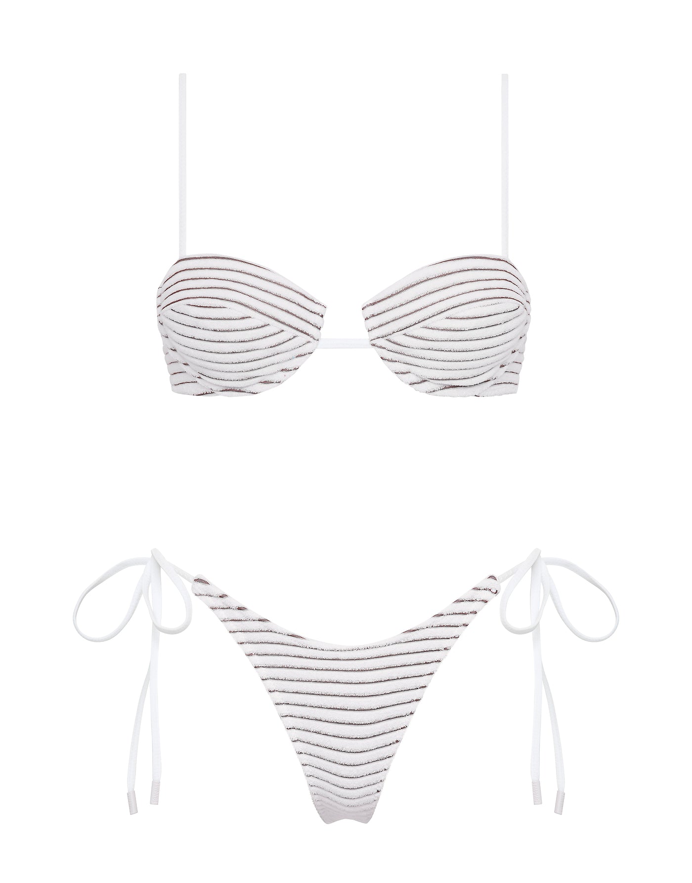 PALMA - LUSAIL White Terry Towelling Balconette Bikini Set - Image 9